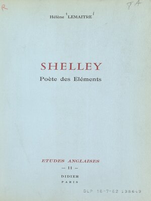 cover image of Shelley, poète des éléments